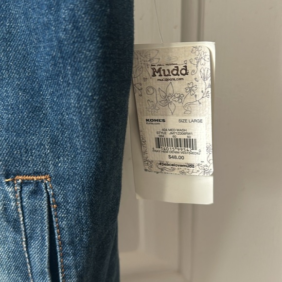 119. NWT mudd sleeveless jean jacket jean vest size large - Picture 2 of 5
